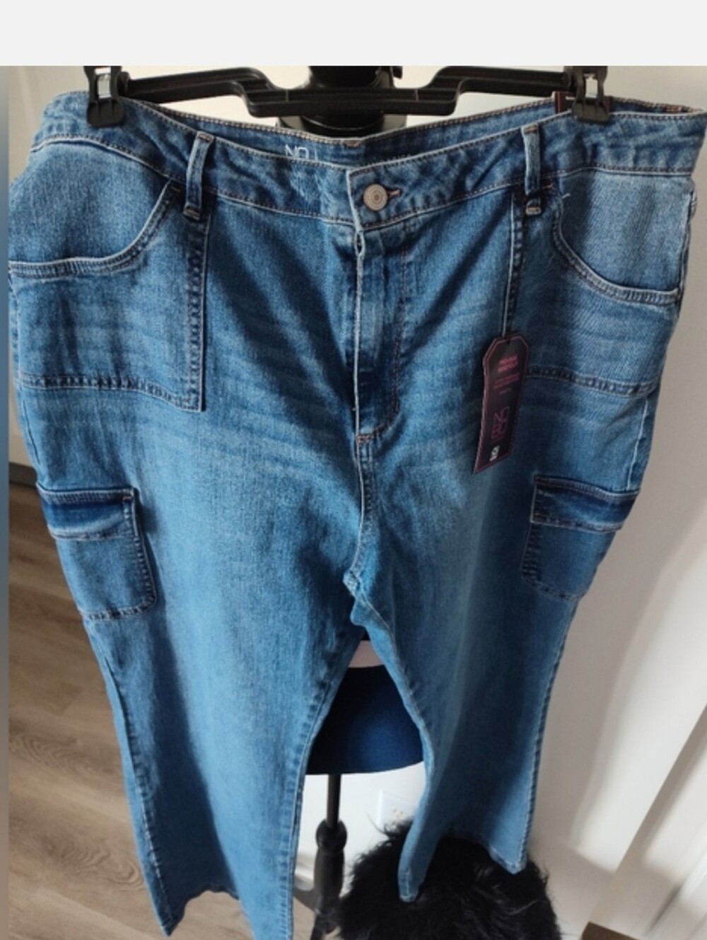 🆕Cargo High Waisted Denim Jeans Jr Plus Sz 19